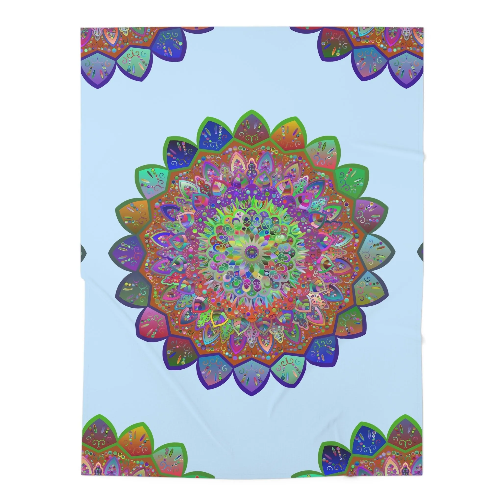 Light Blue Mandala Baby Swaddle Blanket - Mandala Art Design