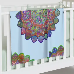 Light Blue Mandala Baby Swaddle Blanket - Mandala Art Design