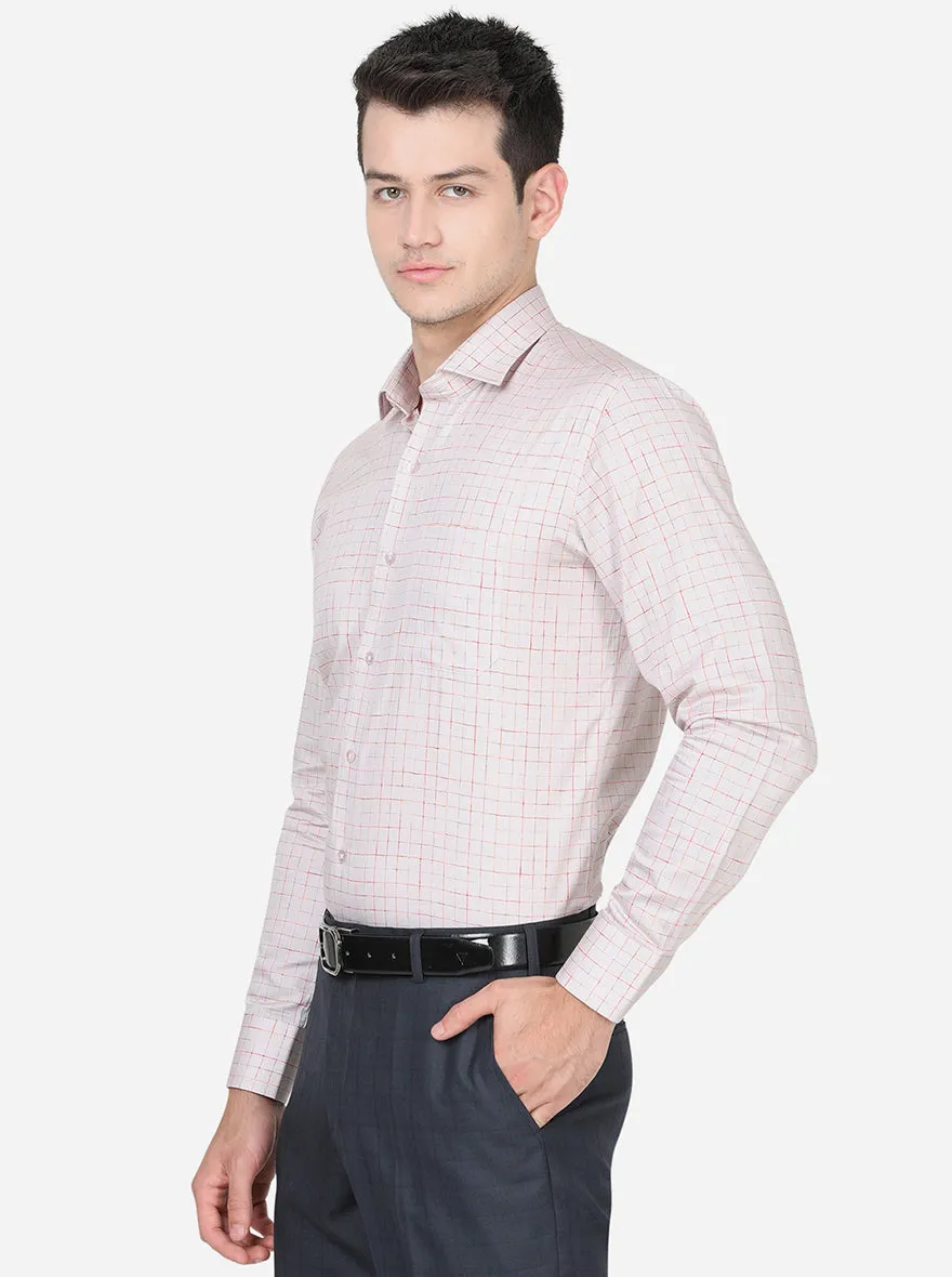 Light Brown & Orange Printed Slim Fit Formal Shirt | Metal