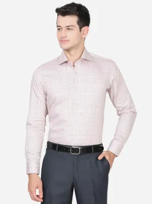 Light Brown & Orange Printed Slim Fit Formal Shirt | Metal