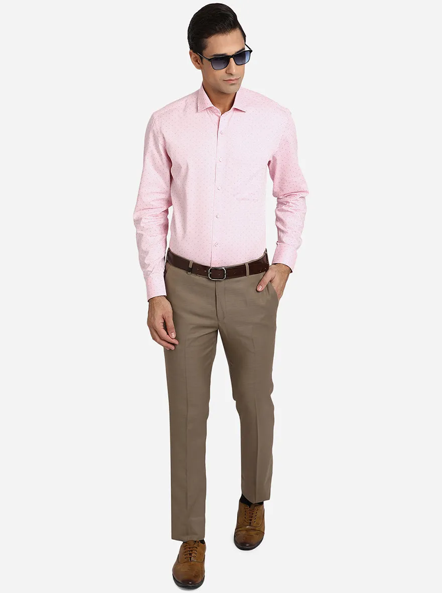 Light Pink Dobby Regular Fit Formal Shirt | Greenfibre