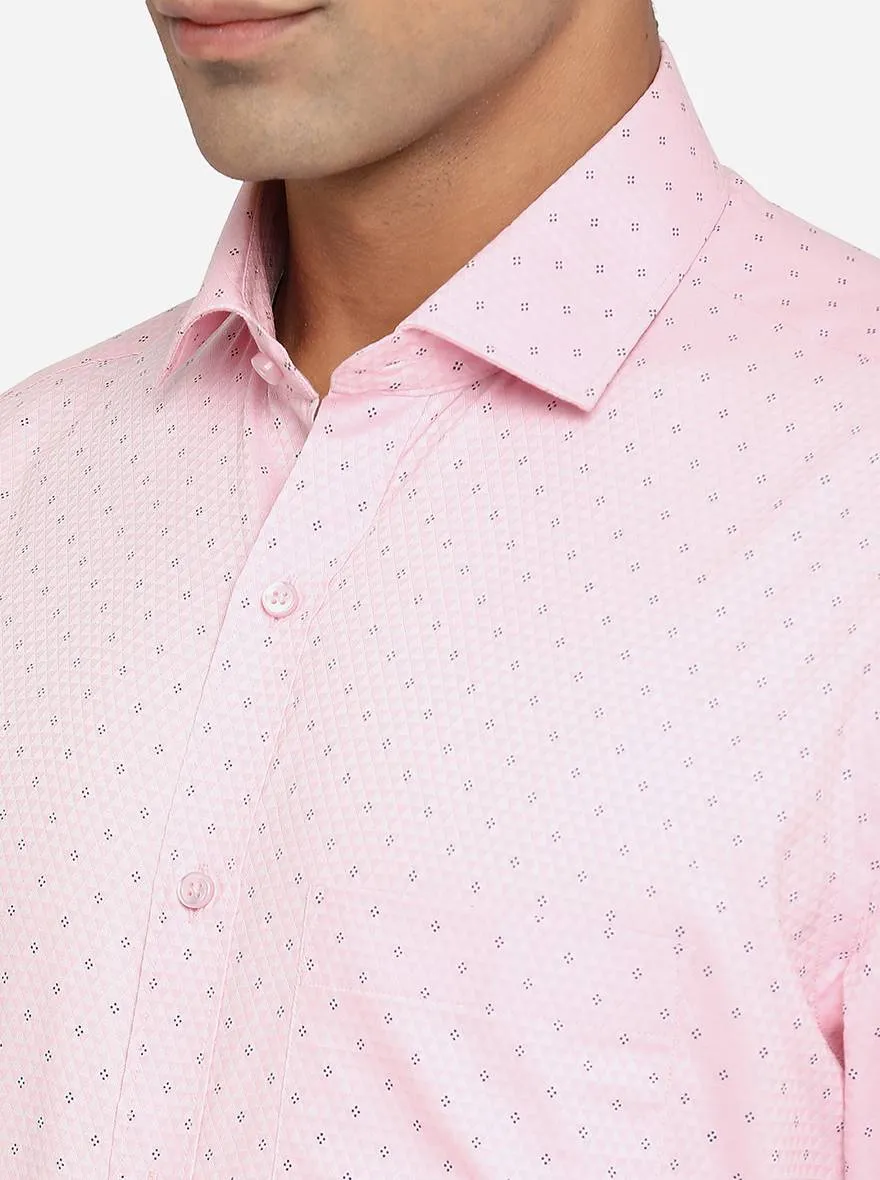 Light Pink Dobby Regular Fit Formal Shirt | Greenfibre