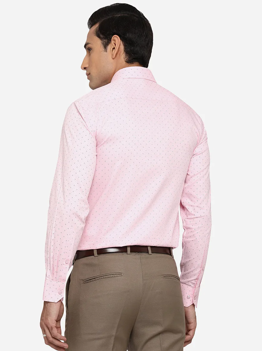 Light Pink Dobby Regular Fit Formal Shirt | Greenfibre