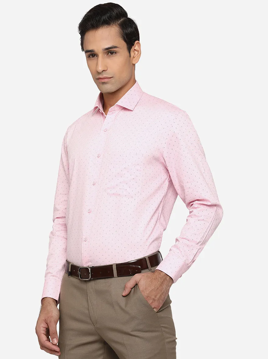 Light Pink Dobby Regular Fit Formal Shirt | Greenfibre