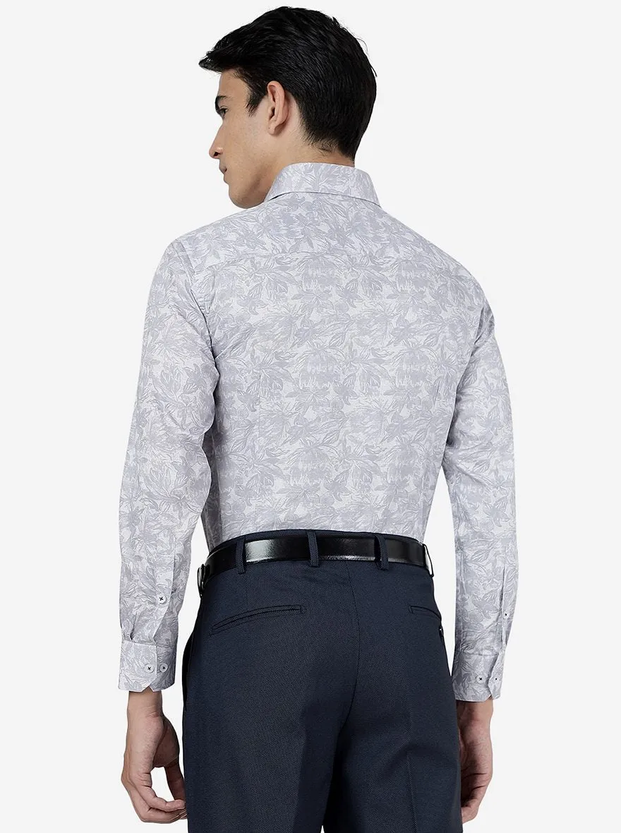 Light Purple Printed Slim Fit Formal Shirt | Greenfibre