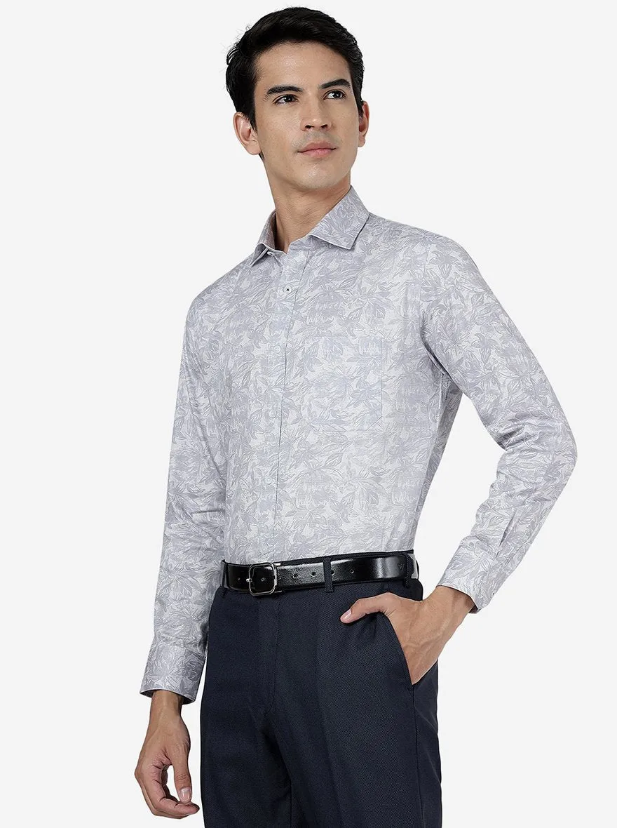 Light Purple Printed Slim Fit Formal Shirt | Greenfibre