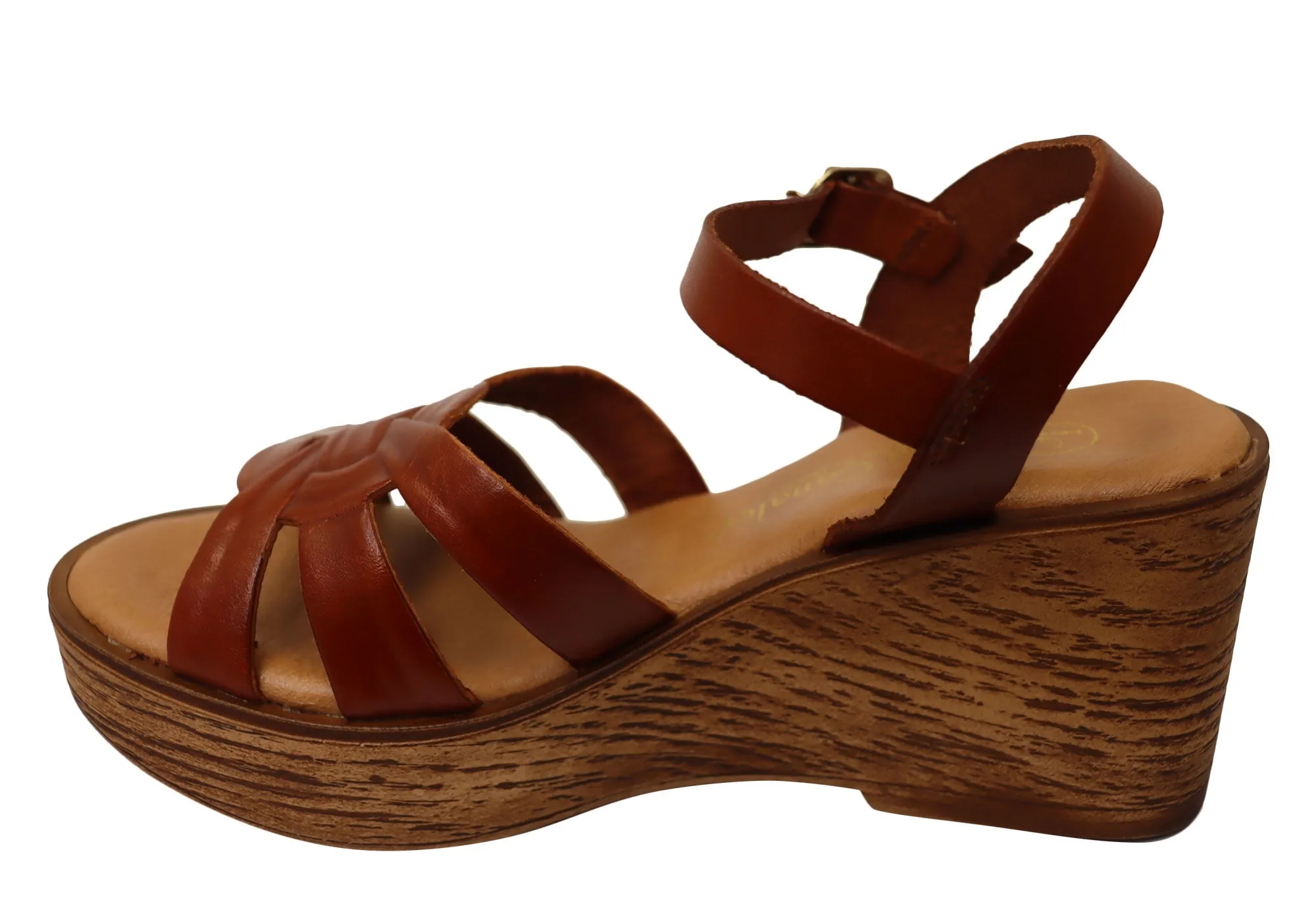 Lola Canales Moment Womens Spanish Leather Wedge Sandals