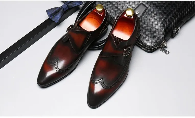 L'ultimo - Brogue Monkstrap Red Bottom Leather Shoes For men