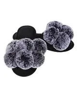 LUXE POMPOM OPEN TOE PLUSH SLIPPERS