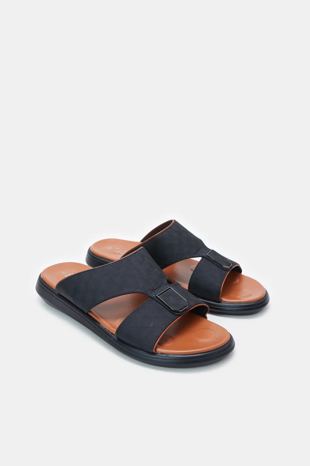 Men Black Platform Arabic Sandals