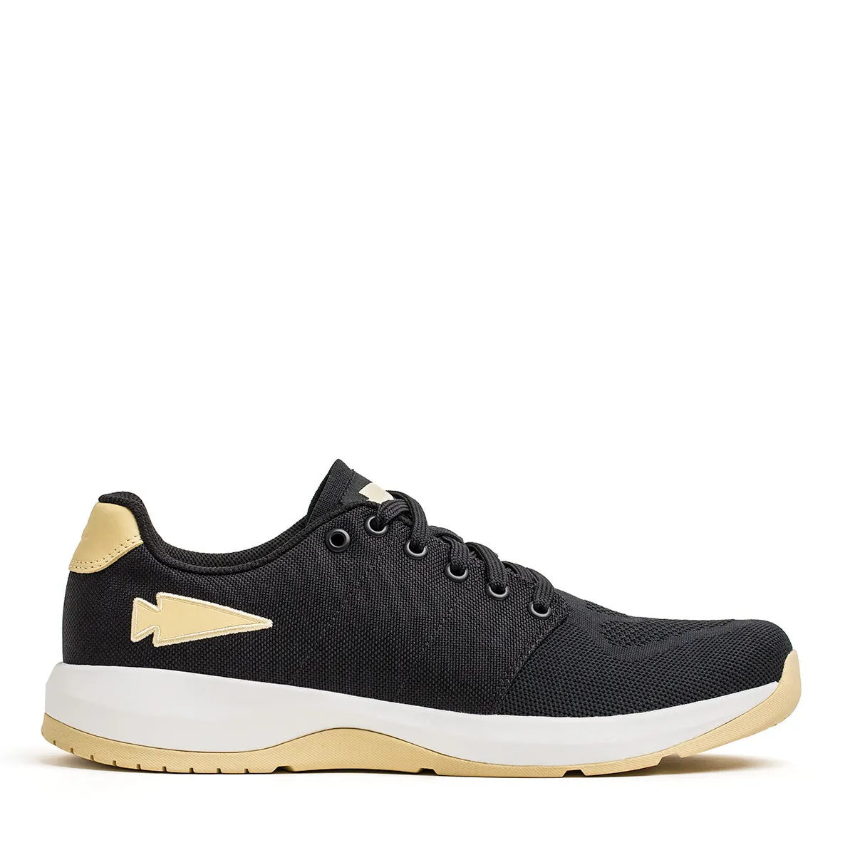 Men’s Ballistic Trainers - Black   White   Gold W/ Gold Reflective Spearhead