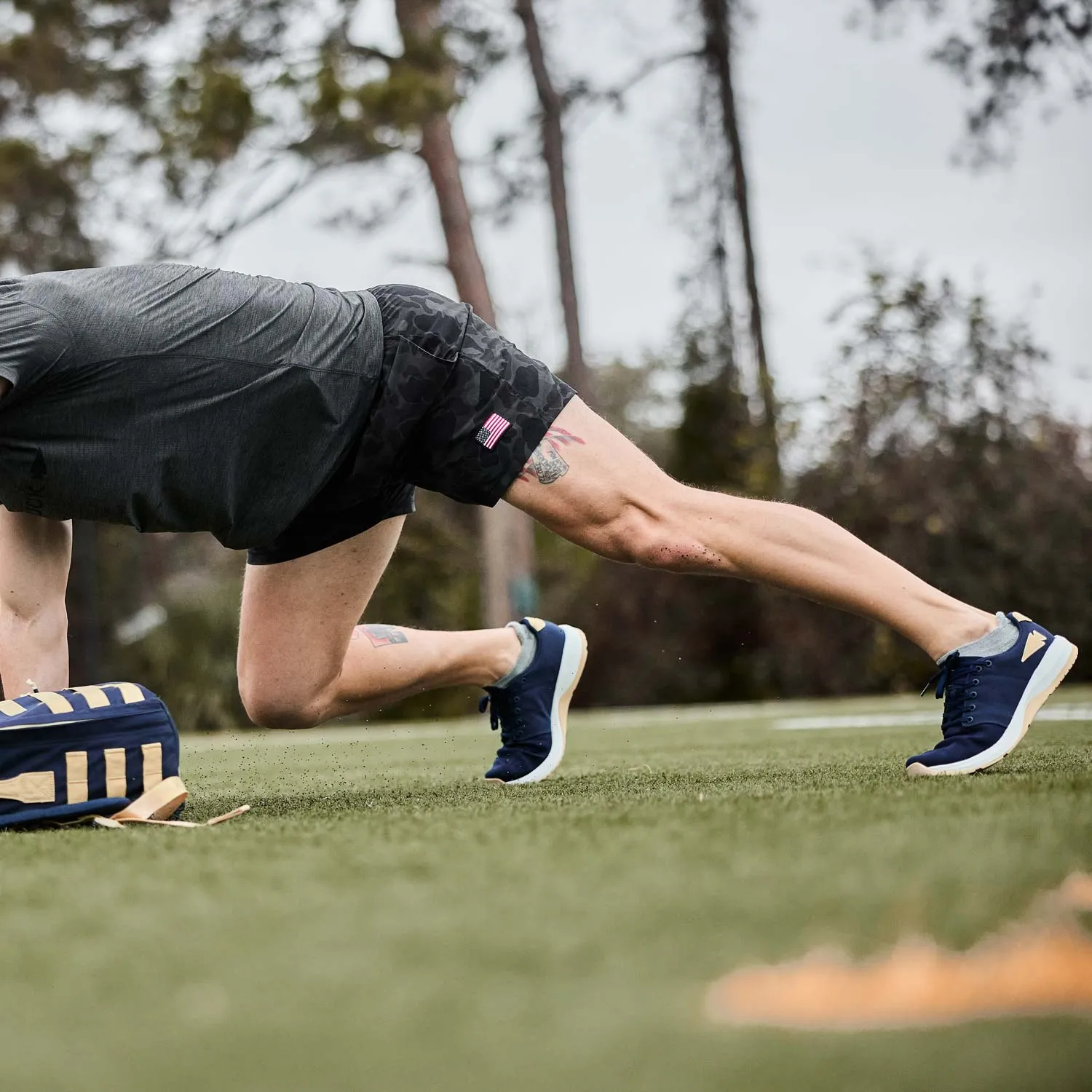 Men’s Ballistic Trainers - Navy   White   Gold W/ Gold Reflective Spearhead