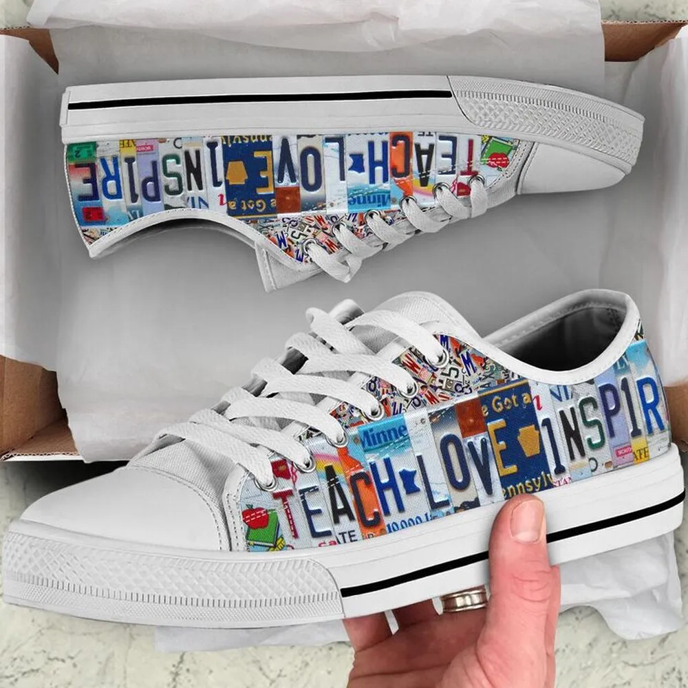 Middle School License Plates Low Top Shoes, Teacher Shoes, Low Top Sneakers