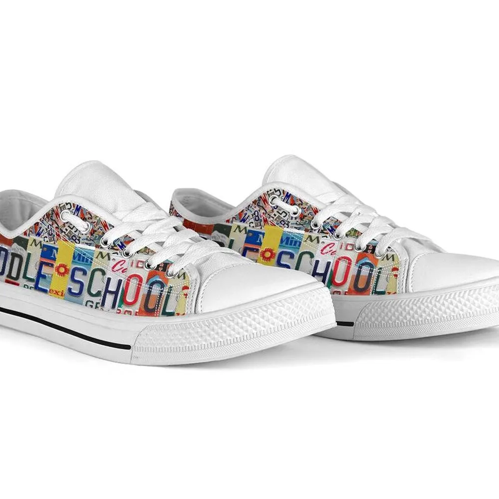 Middle School License Plates Low Top Shoes, Teacher Shoes, Low Top Sneakers