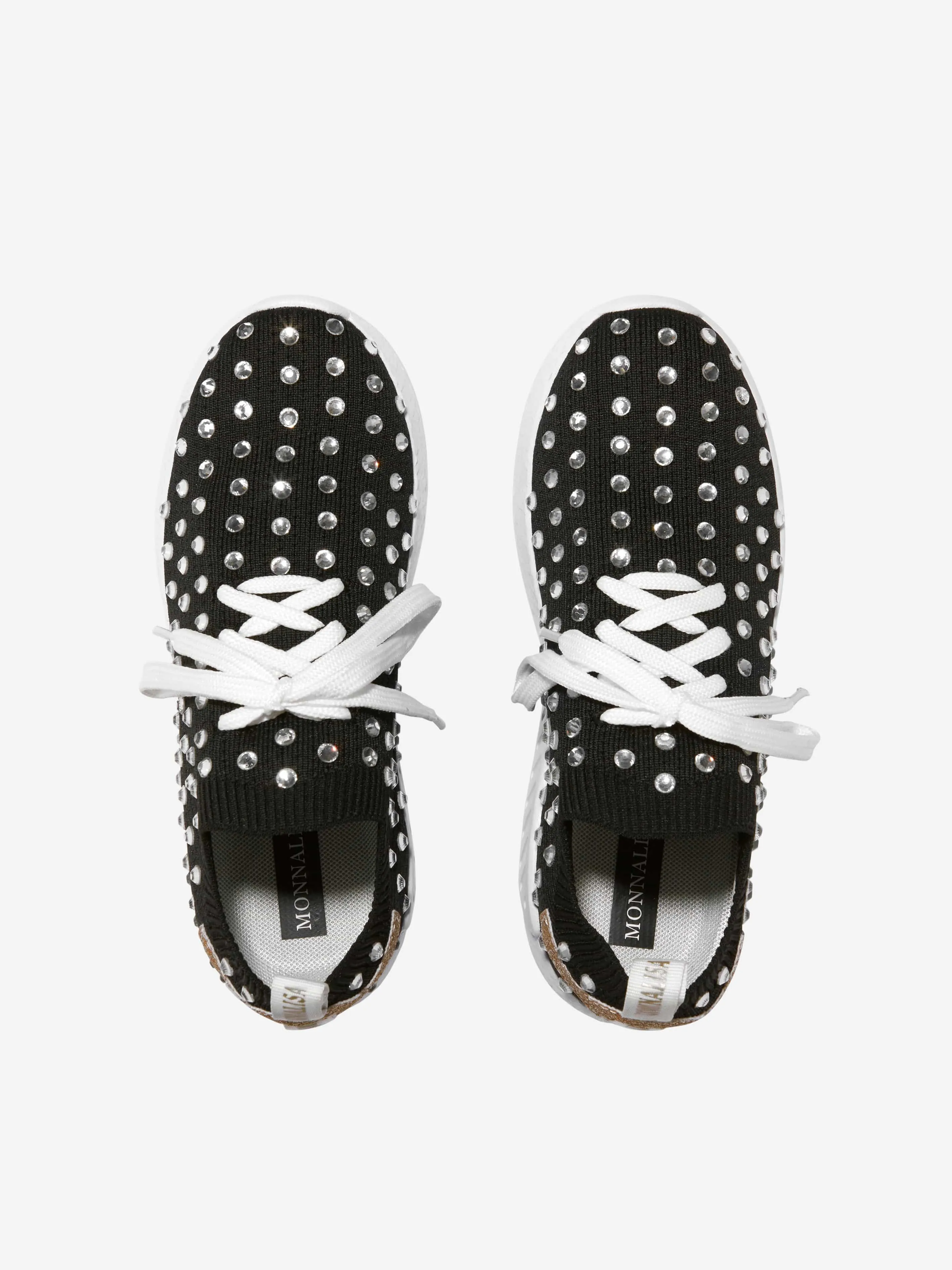 Monnalisa Girls Diamante Lace Up Trainers