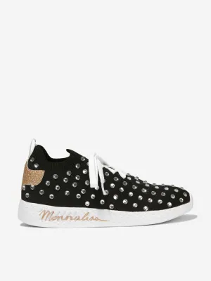 Monnalisa Girls Diamante Lace Up Trainers