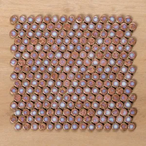 Mooloolaba Gloss Coral Porcelain Penny Round Mosaic Tile 20x20mm