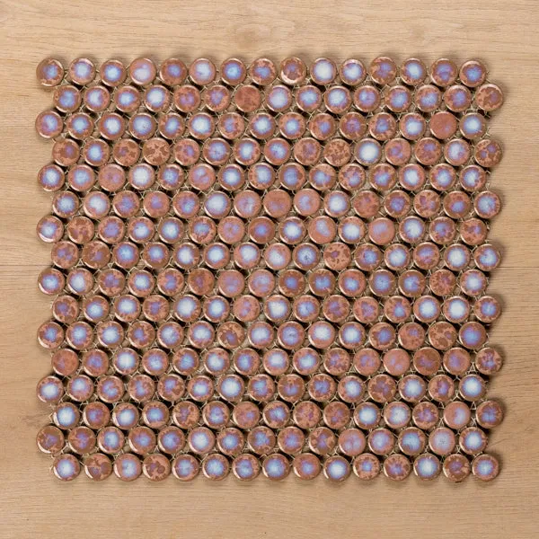 Mooloolaba Gloss Coral Porcelain Penny Round Mosaic Tile 20x20mm