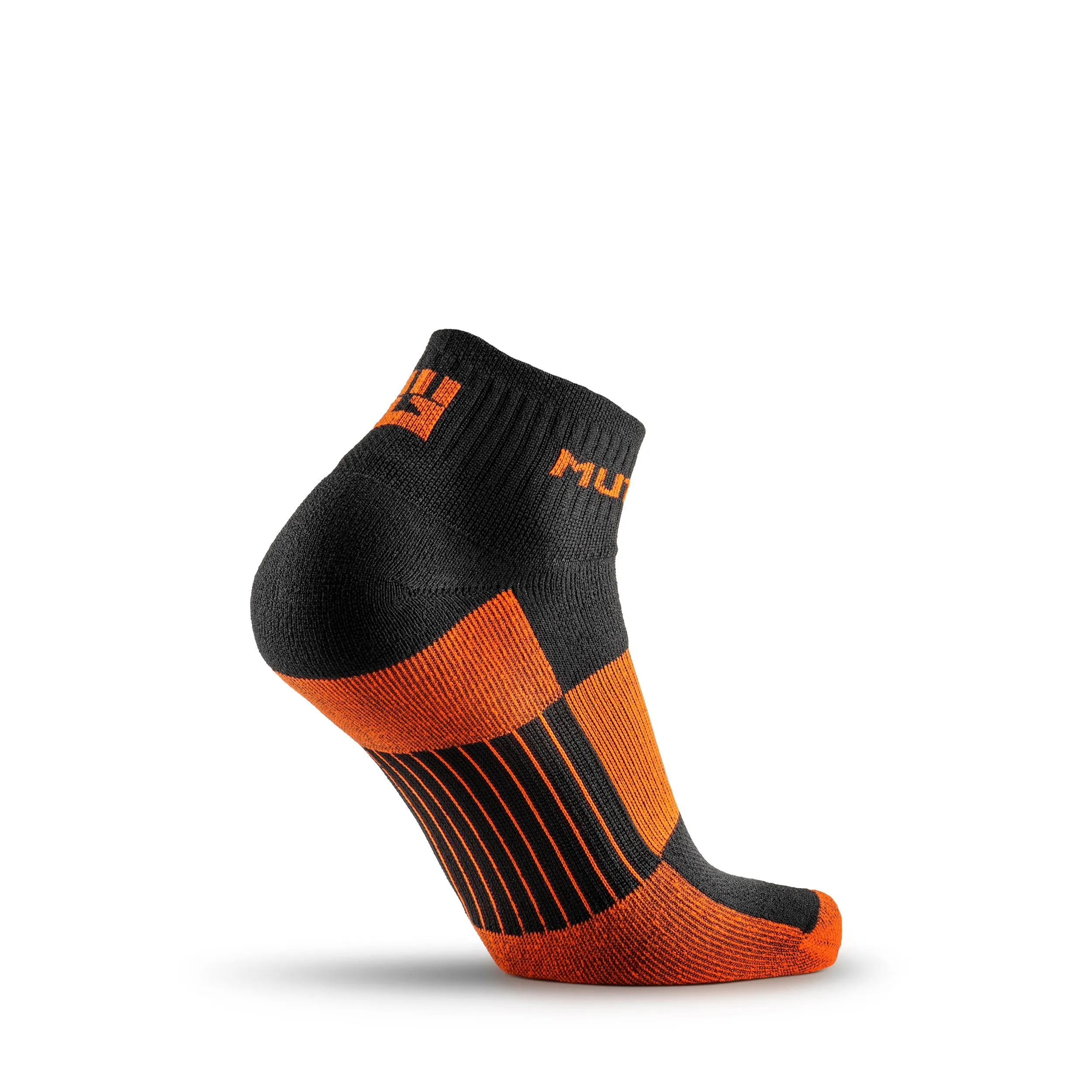 MudGear Quarter (¼) Crew Socks - Black/Orange (2 pair pack)