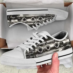 Music Fashion Gift Clarinet Shortcut Low Top Canvas Print Shoes, Canvas Shoes Design, Low Top Sneaker