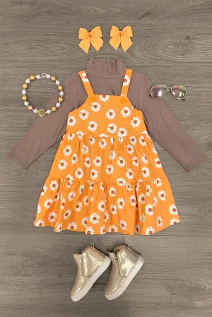 Mustard Daisy Jumper Dress Set