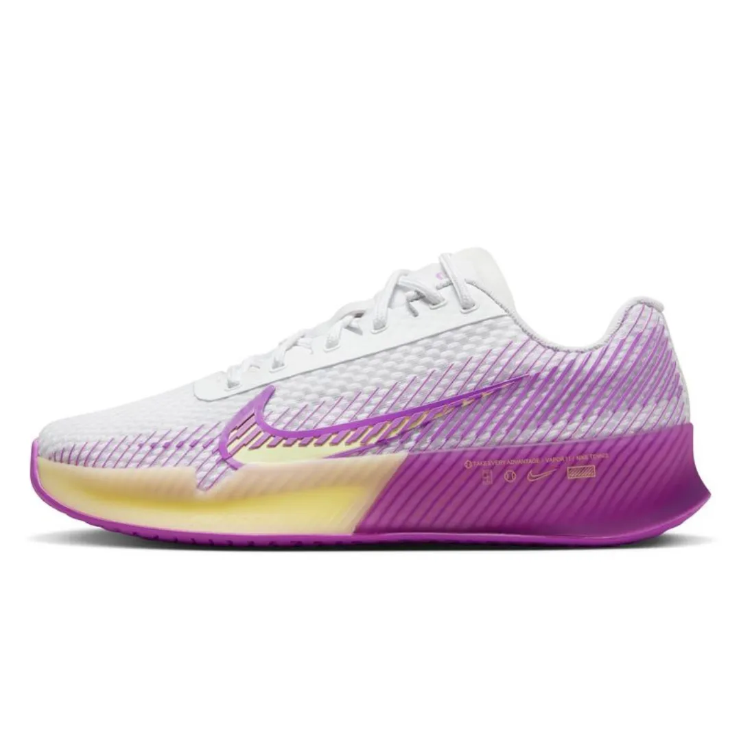 Nike Air Zoom Vapor 11 HC Women Hard Court Tennis Shoes - White/Citron Tint-Fuchsia Dream-Black