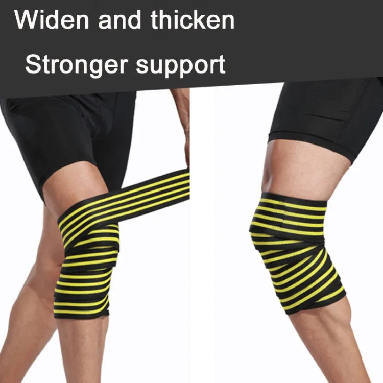 Nylon Four Stripes Bandage Wrapped Sports Knee Pads(Black Yellow)