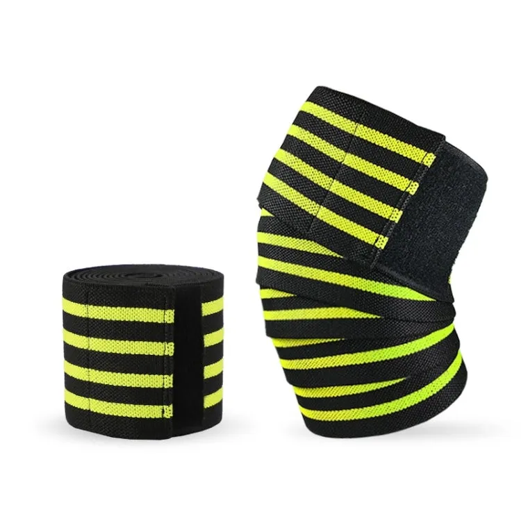 Nylon Four Stripes Bandage Wrapped Sports Knee Pads(Black Yellow)