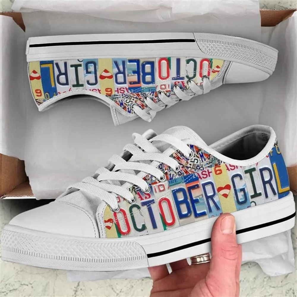 October License Plates Canvas Low Top Shoes, Low Top Sneaker, Low Top Canvas Shoes