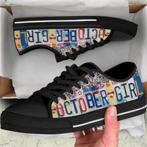 October License Plates Canvas Low Top Shoes, Low Top Sneaker, Low Top Canvas Shoes