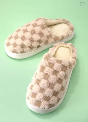 Plush Checker Slippers