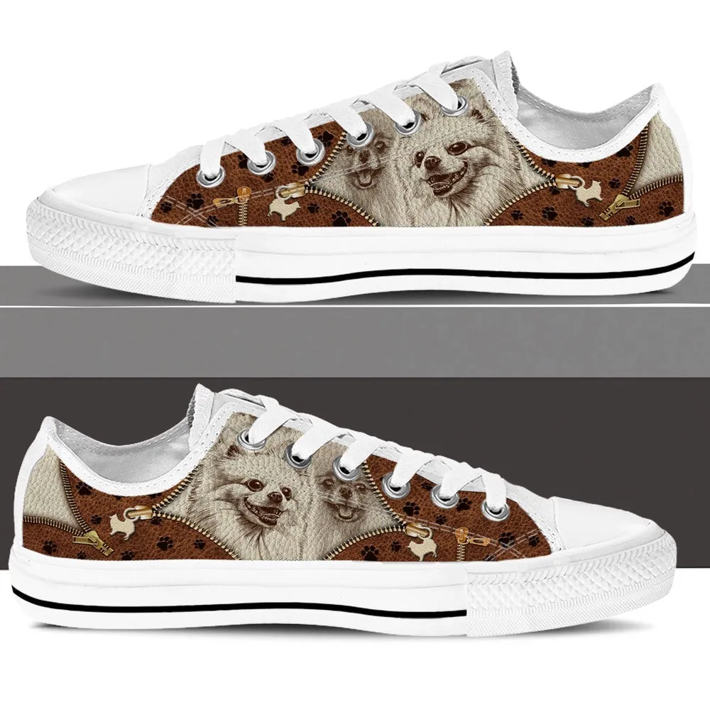 Pomeranian Low Top Shoes - Low Top Sneaker - Dog Walking Shoes Men Women, Dog Printed Shoes, Canvas Shoes For Men, Women