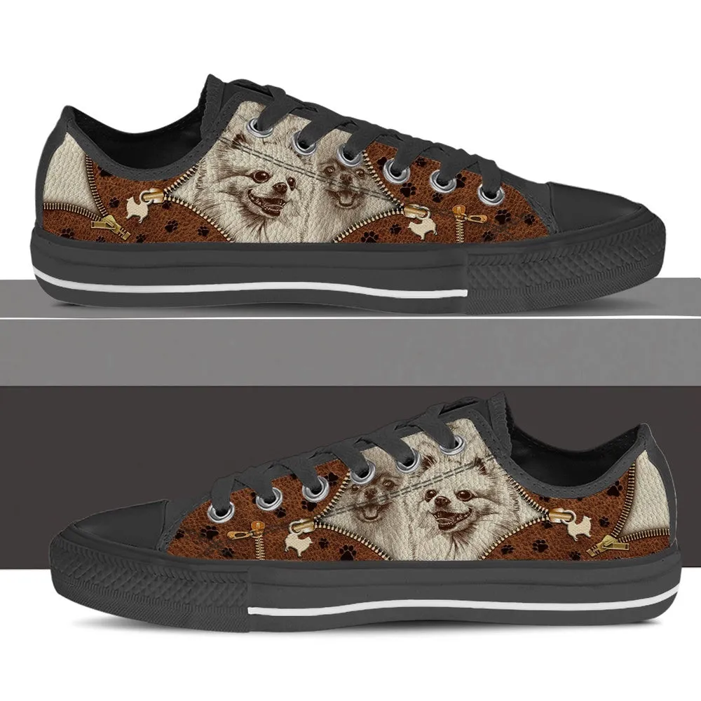 Pomeranian Low Top Shoes - Low Top Sneaker - Dog Walking Shoes Men Women, Dog Printed Shoes, Canvas Shoes For Men, Women