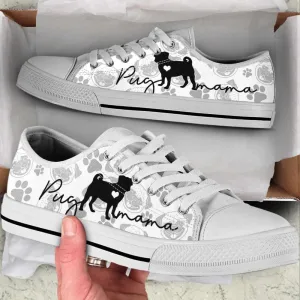 Pug Mama Pug Pattern Low Top Shoes Canvas Sneakers Casual Shoes, Dog Printed Shoes, Canvas Shoes For Men, Women