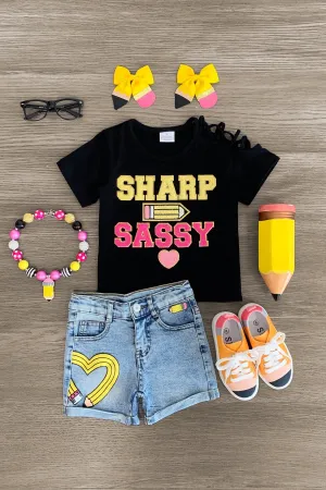 "Sharp & Sassy" Denim Short Set