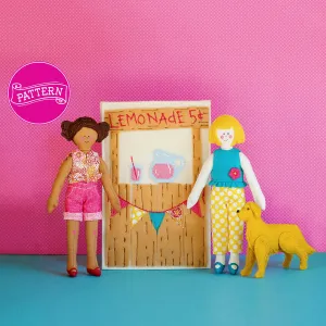 Ruthie and Kate Have A Lemonade Stand  - PDF Doll Pattern