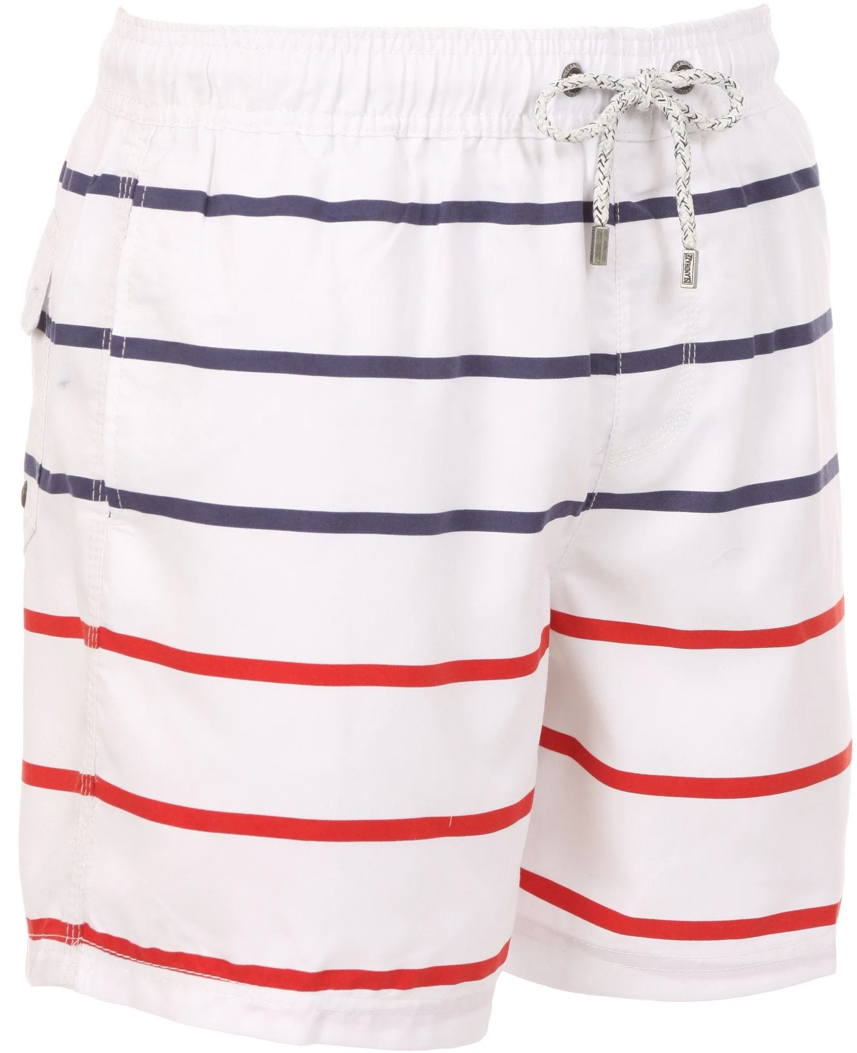 Sakkas Rieyel Short Red White Blue Striped Print Skate Surf Board Short Swim Trunk