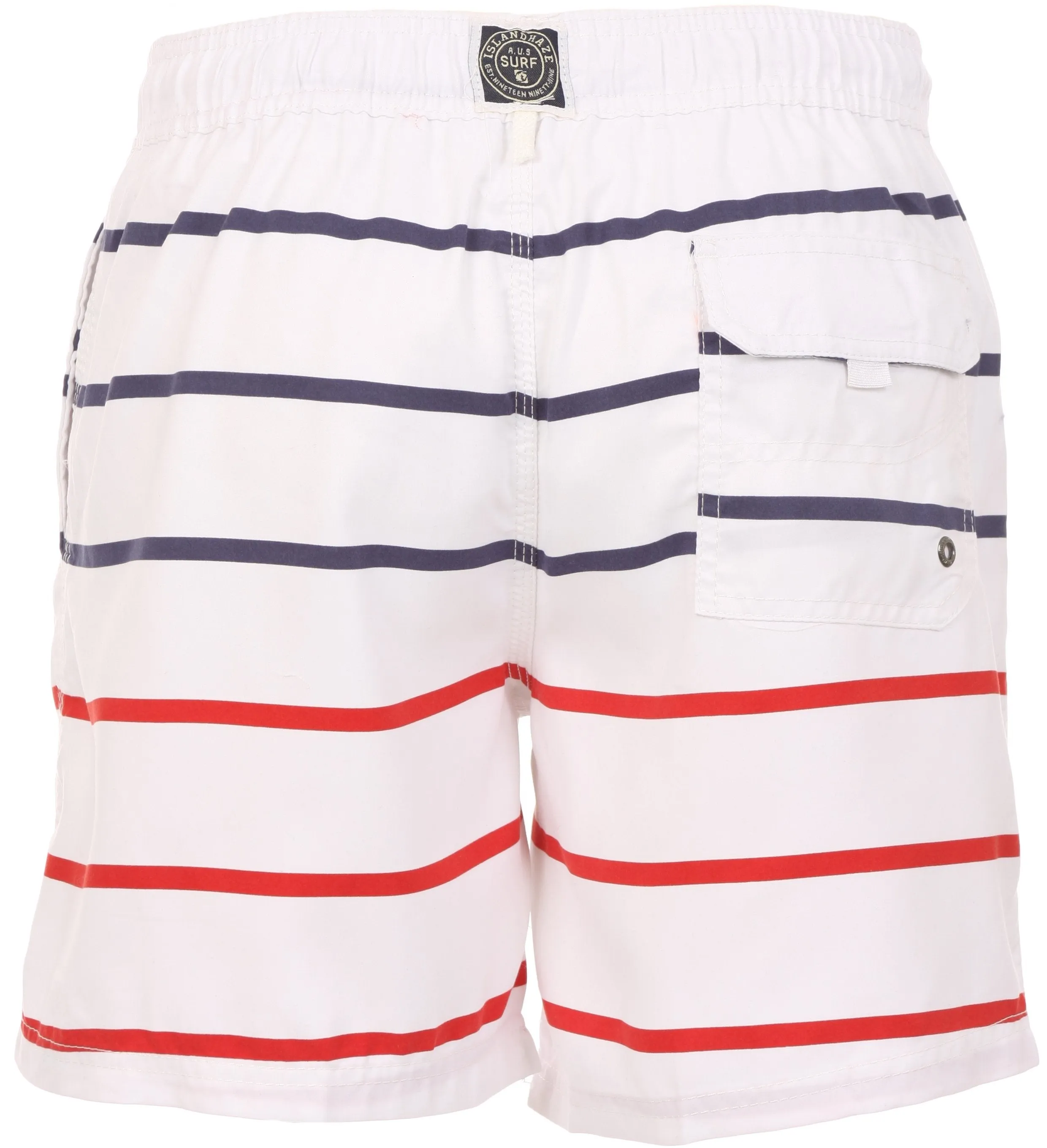 Sakkas Rieyel Short Red White Blue Striped Print Skate Surf Board Short Swim Trunk