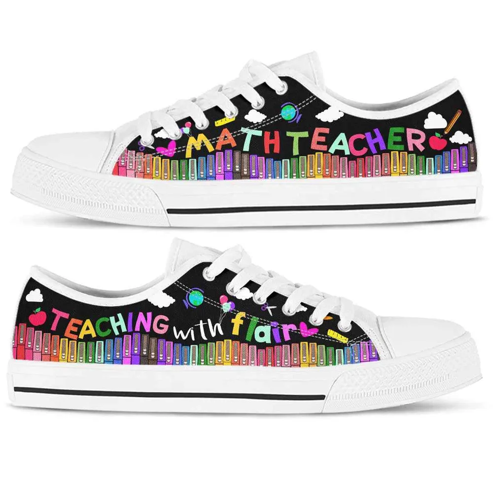 School Math Teacher Teaching With Flair Low Top Shoes, Teacher Shoes, Low Top Sneakers