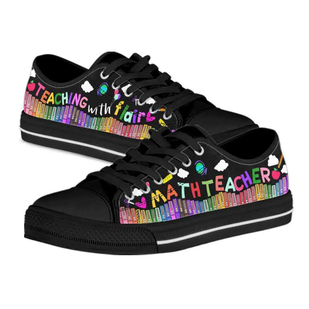 School Math Teacher Teaching With Flair Low Top Shoes, Teacher Shoes, Low Top Sneakers