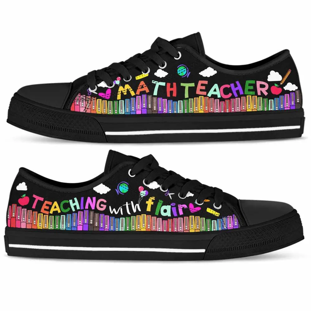 School Math Teacher Teaching With Flair Low Top Shoes, Teacher Shoes, Low Top Sneakers