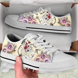 Scorpio Zodiac Vintage Flower Low Top Shoes , Low Top Sneaker, Low Top Canvas Shoes