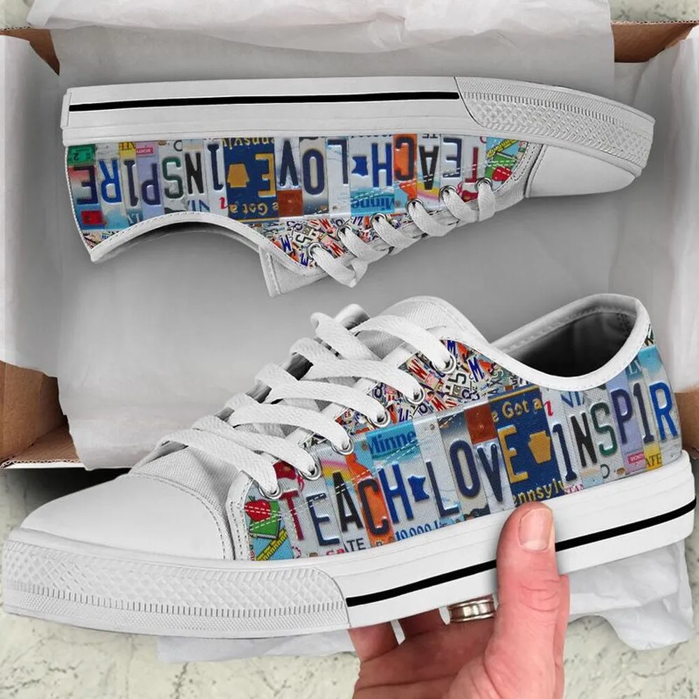 Second Grade Team License Plates Low Top Shoes, Teacher Shoes, Low Top Sneakers