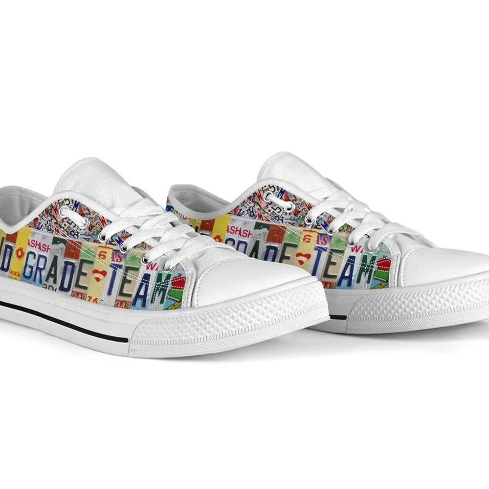 Second Grade Team License Plates Low Top Shoes, Teacher Shoes, Low Top Sneakers