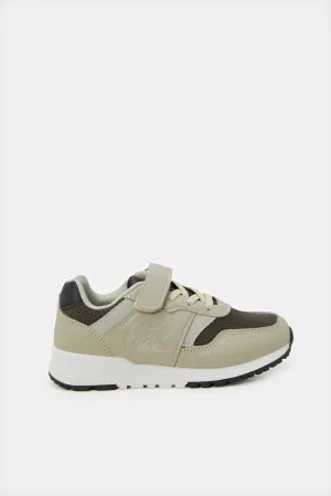 Senior Boys Beige Material Block Sneakers