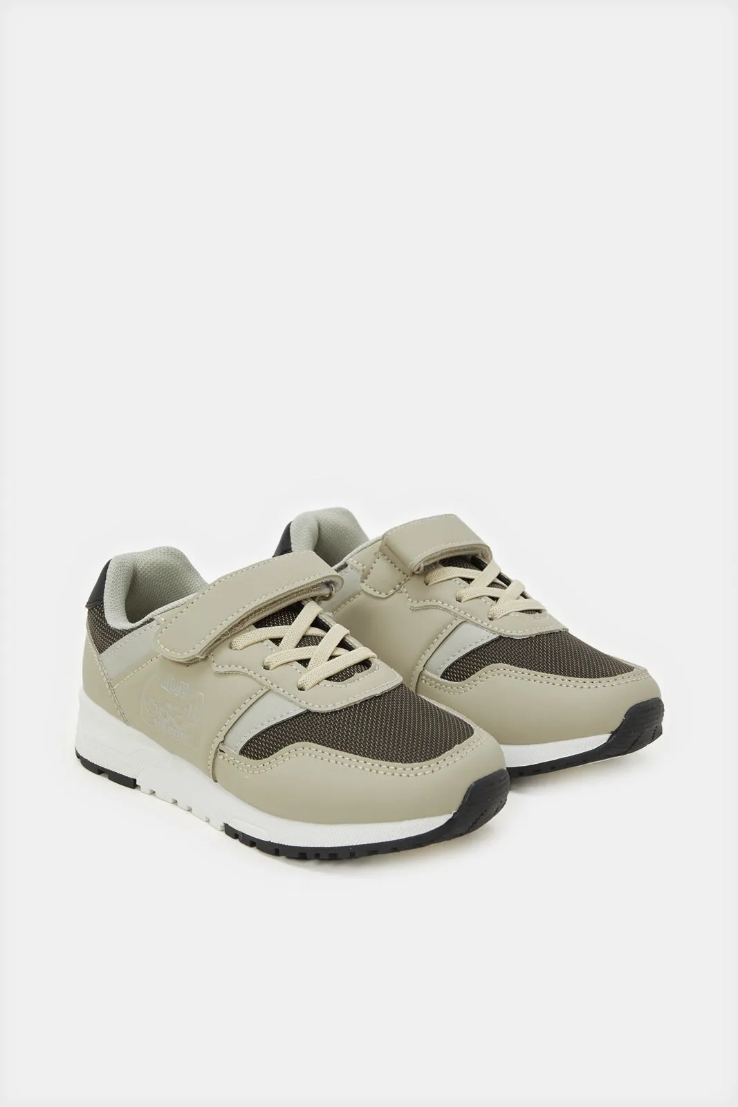 Senior Boys Beige Material Block Sneakers