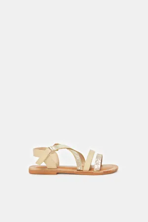 Senior Girls Gold Embellished Strap Sandal