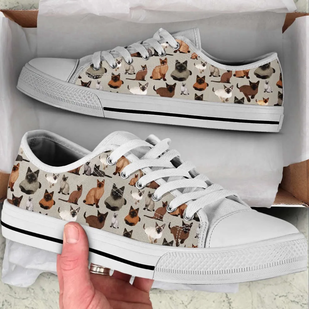 Siamese Cat Lover Shoes Pattern Sk Low Top Shoes Canvas Shoes Print Lowtop, Cat Canvas Shoes