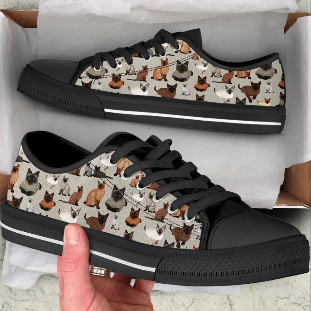 Siamese Cat Lover Shoes Pattern Sk Low Top Shoes Canvas Shoes Print Lowtop, Cat Canvas Shoes