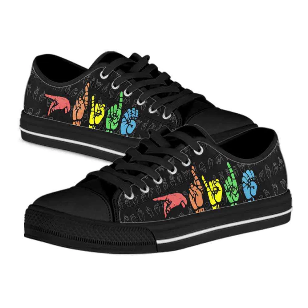 Sign Language Hands Lgbt Pride Low Top Shoes, Teacher Shoes, Low Top Sneakers